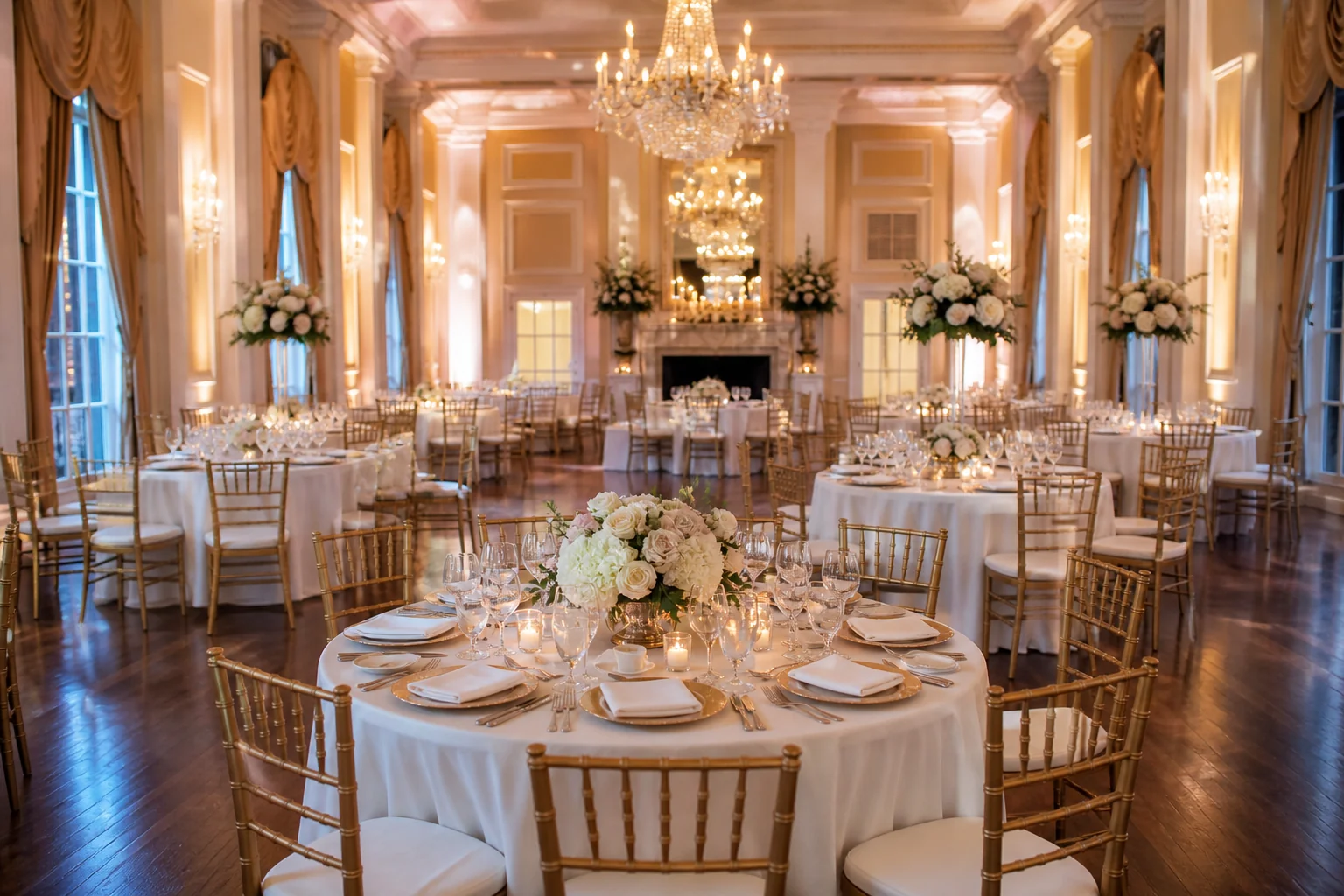 Banquet dining setup at ThechaBanquets